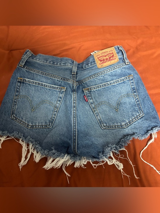 Levi's Pants - Levi's Medium Blue Denim Cutoff Shorts with Frayed Hem